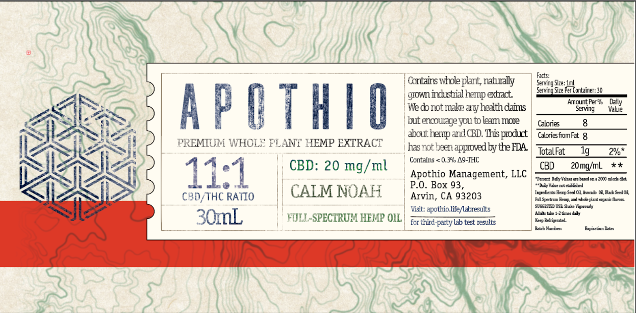 11:1 Calm Noah Full-Spectrum CBD Oil 600mg/CBD